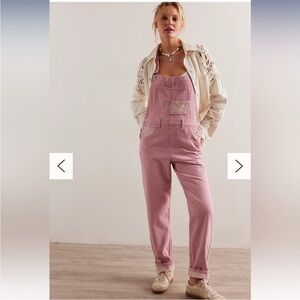 We The Free Ziggy Island Striped Overalls Color: Dried Rose Medium